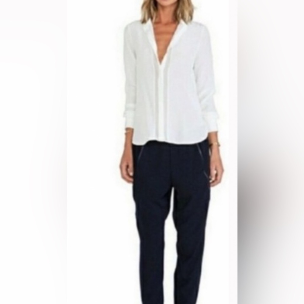 Vince gorgeous black satin piped joggers/trousers with great pockets